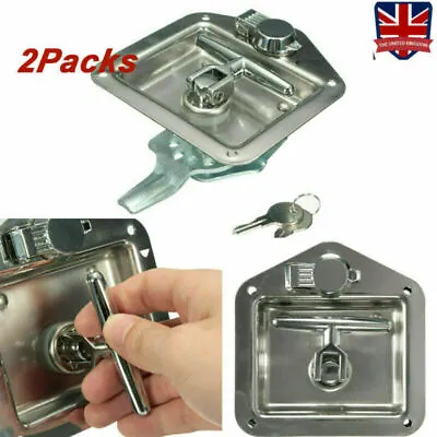 2pcs T Shaped Handle Door Lock Latch With Key RV Truck Trailer Tool Box Lock UK • £17.19