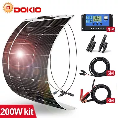 Dokio 100w 200w 400w Mono Semi-flexible Solar Panel Kit For RV/Car Battery/Home • $64.99