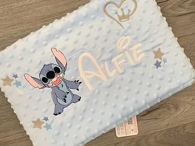 Personalised Baby Bubble Blanket Embroidered Lilo Stitch New Baby Boy Girl Gift • £20