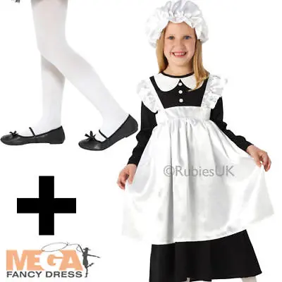 £13.99 • Buy Victorian Poor Maid + Tights Girls Fancy Dress World Book Day Childrens Costume