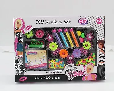 Kids 400pc DIY Jewellery Making Craft Set Beads Headband Necklaces Make Your Own • £9.49