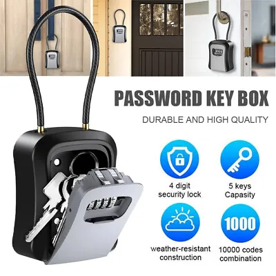 Wall Mounted Key Safe 4 Digit Combination Key Safe Door Security Key Lock Box • £10.90