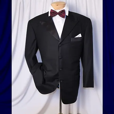 DAVID RICKEY Platinum Collection Black With Stripes Men Tuxedo Suit Size 44 S • $200