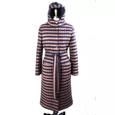 Vintage 1970s Vuokko Suomi Finland Striped Cotton Quilted Coat Snap Front Mod EU • $629.44
