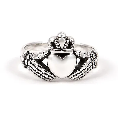 CLADDAGH RING SKELETON HAND ENGAGEMENT RING STERLING SILVER 925- 12 Mm.H • $49
