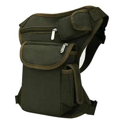 Canvas Motorcycle Drop Leg Bag Military Tactical Multi-Pocket Thigh Waist Pouch • $7.61