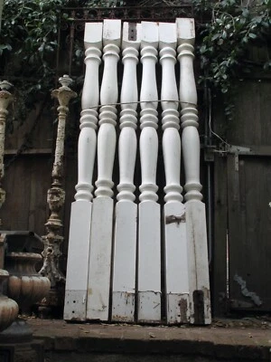 $550 • Buy 6 Antique Turned Wood Porch Posts 92 1/2  Tall  5 1/2  X 5 1/2 