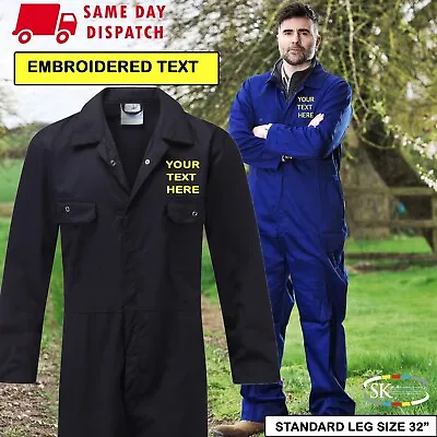 Embroidered Stud Front Boilersuit Coverall Overalls Workwear College Mechanics • £33.99