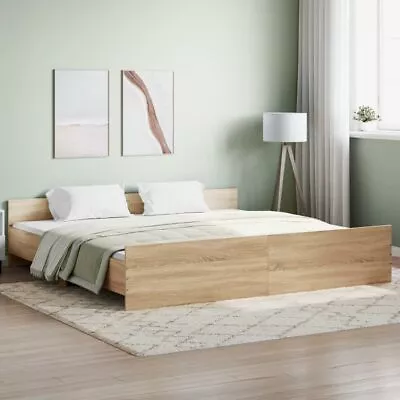 Modern Wooden Sonoma Oak Super King Size 180x200 Cm Bed Frame With Headboard • £156.99