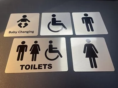 Toilet Signs Male Female Disabled Baby Changing Sign Aluminium Self-adhesive • £3.70