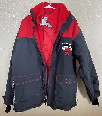 Vintage Champion 90’s Michael Jordan Chicago Bulls Zip Up Jacket Mens Sz Large • $65