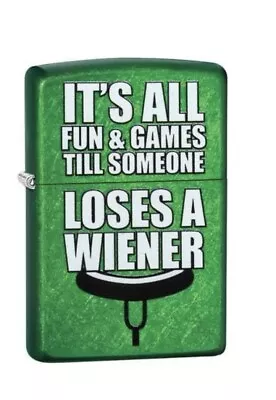 Zippo Lighter It's All Fun And Games 'till Someone Loses A Wiener Rare Green Usa • $66.45