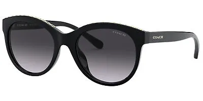 Coach Women's Black Round Sunglasses W/ C Logo Brow Detail - HC8297U 50028G 52 • $109.32