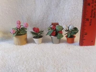 4 VTG Dollhouse Miniature Potted Hydrangea Flowers Pots • $18.99