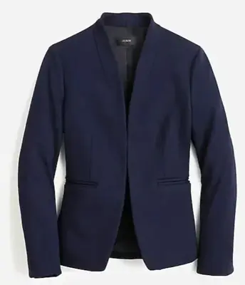 J Crew Size 0 Navy Blue Going Out Blazer Stretch Twill Open Front • $55