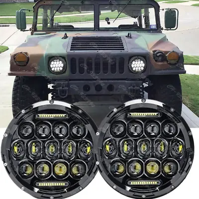 Pair 7  LED Headlights Military Truck Hummer M998 M923 M35a2 24v Humvee Headlamp • $50.99