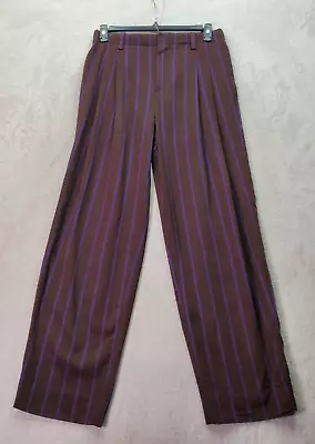 Vince Pants Women Size 10 Brown Pinstripe Viscose Pocket Flat Front Straight Leg • $29.93