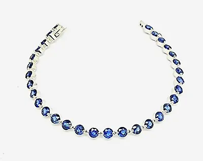 $4499 • Buy  14k Gold  10.85 Ct Cornflower Blue Natural Sapphires Tennis  Bracelet 7.25 