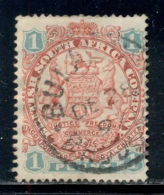 RHODESIA 27 SG29 Used 1896-97 1p Coat Of Arms Scrolls Behind Legs With Dot CV$6 • $3.53