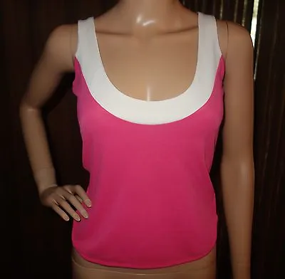 VERSACE SPORT ROUND NECK PINK WHITE TANK TOP Size XS NEW • $31.05