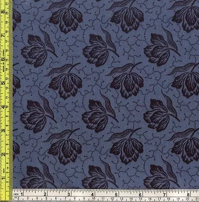 RARE Antique Blue Peony Flowers Magnolia Encore OOP 100% Cotton Fabric BTQY • $3.75