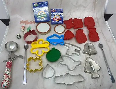 Junk Drawer Lot Of 34 Misc Kitchen Items Canning Lids Cookie Cutters Scoop Spoon • $8.99