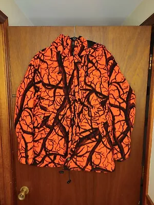 Vintage Cabela's Dry Plus Men's Polar Fleece Hunting Jacket Safety Orange Camo • $99.99
