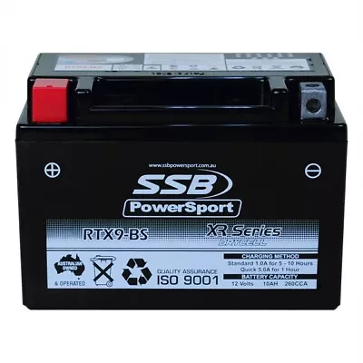 12V 260CCA 10AH RTX9-BS SSB AGM Motorcycle Battery GTZ14-S YTZ14-S-BS YTX9-BS • $92.95