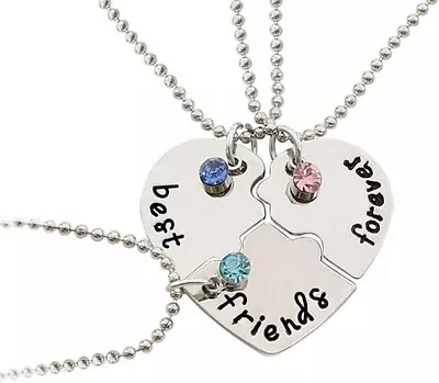 Friendship Necklace For 3 Best Friends Matching Necklaces For BFF Puzzle Piece • $16.65