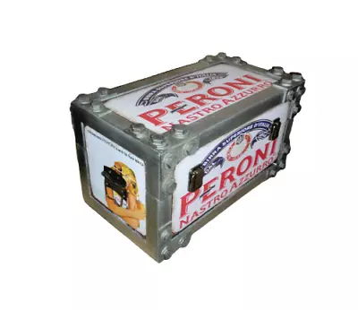 Peroni Lager Beer Metal Strap Storage Chest Trunk Retro Vintage Large Tool Box • £24.99