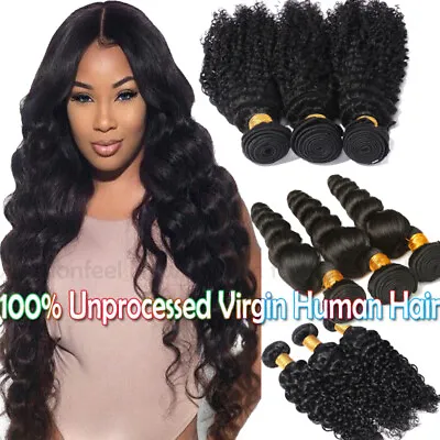 100G 300G Wave Virgin Hair Bundles Unprocessed Virgin Remy Human Hair Weave Weft • $24.91
