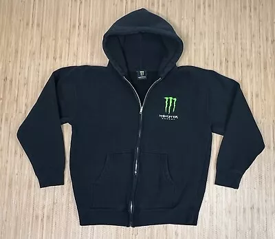 Vintage Y2K Monster Energy Official MEDIUM Black Zip Up Hoodie Motocross Skater • $39.99