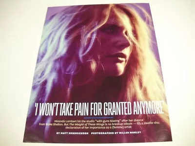 MIRANDA LAMBERT I Won't Take Pain For Granted Anymore 2017 Promo Poster Ad • $9.95