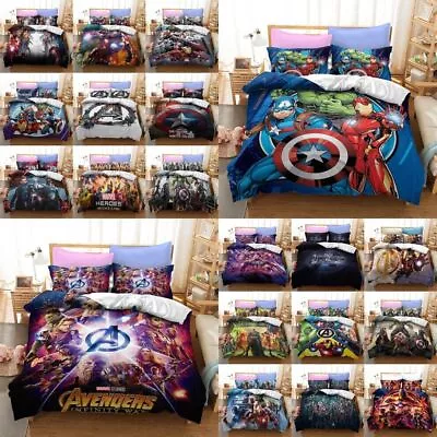 3D Marvel Avengers Superhero Bedding Set Duvet Cover Double Queen Xmas Gifts AU • $27.68