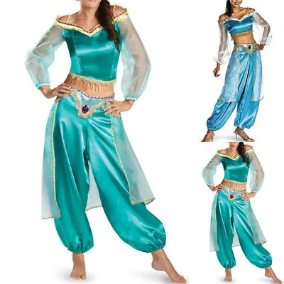 Halloween Aladdin Princess Jasmine Adult Women Cosplay Costume Party Fancy Dress • £13.16