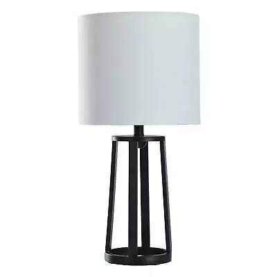 Modern Matte Black Table Lamp With Classic Drum Shade • $29.11