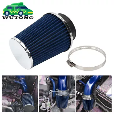 3  76mm High Flow Inlet Cold Air Intake Cone Replacement Dry Air Filter Blue • $12.89