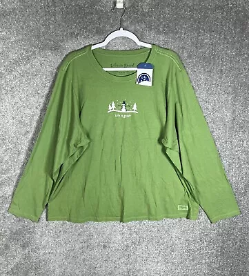 Life Is Good Vintage T-Shirt Womens Size XXXL Green Long Sleeve Snowman Winter • $24.99