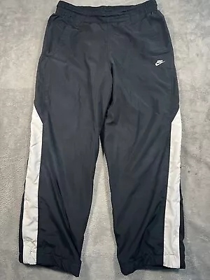 Nike Men’s M Track Pants Black Mesh Lined Windbreaker Drawstring Zip Ankle • $29.99