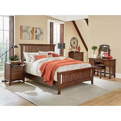 Modern Mission King Bedroom Set With 2 Nightstands 1 Chest Vintage Oak King • $1727.99