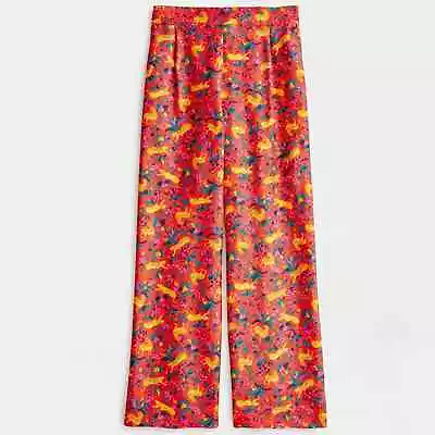 J. Crew Collection Silk Pull On Red Jungle Cat Printed Pants • $75