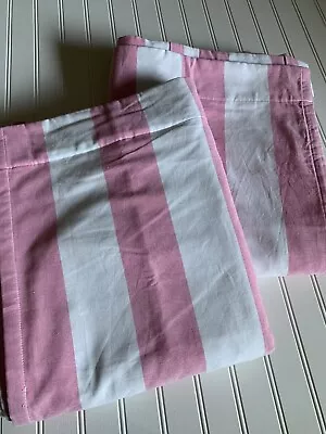 £95.11 • Buy Pottery Barn CABANA STRIPE Pink White Chambray 2 Curtain Panels Blackout 52 X 63