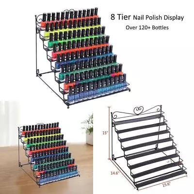 New 8 Tier Nail Polish Display Rack Stand Salon Tool Organizer Metal US • $21.99