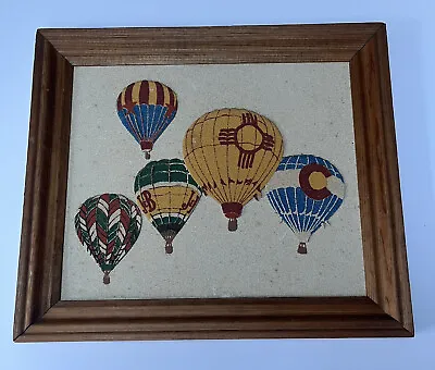 £49.99 • Buy Vintage 1940s Framed Sand Art Picture - Hot Air Balloons