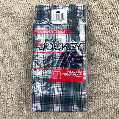 VINTAGE Jockey Boxer Shorts Underwear Mens 36 Blue Plaid Life Tapered Leg 1991 • $20