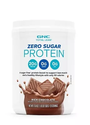 GNC TOTAL LEAN  Zero Sugar Protein Powder 1.1 Lb Rich Chocolate 20 Ser Exp 10/24 • $24.99