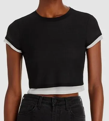 $115 Simon Miller Women's Black Short Sleeve Gamma Crop Top Size Medium • $37.18