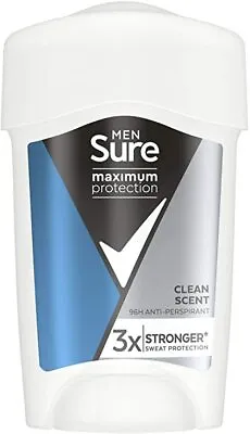 £8.72 • Buy Men Sure Maximum Protection Cream Clean Scent 3X Stronger  Sweat Protection 96H