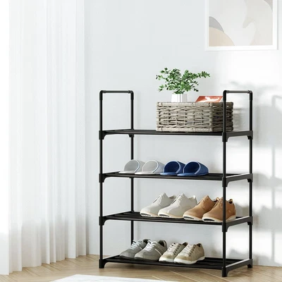 $23.38 • Buy Artiss Shoe Rack Stackable Shelves 4 Tiers 55cm Shoes Storage Stand Black