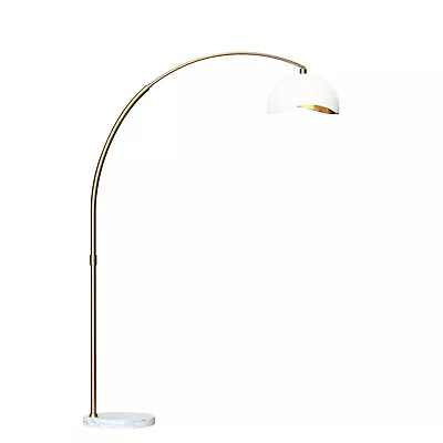 Luna Bella Arc Floor Lamp -White With Gold Leaf Shade Marble Base • $599